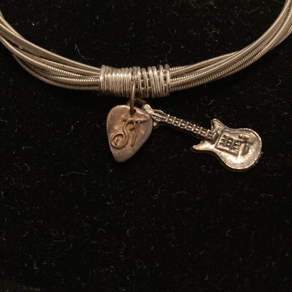Guitar String Cross Bracelet with Guitar Charm - Picture 4 of 11
